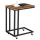 VASAGLE End Table, C Shaped TV Tray with Metal Frame Rolling Casters, Industrial Side Table for Living Room Bedroom, 19.7 x 13.8 x 23.6 Inches, Rustic Brown and Black