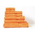 Restmor Ltd 7 Piece Towel Set For Bathrooms Supreme Cotton Matching Towel Set 500 GSM Set Contains 2 Face cloth flannels, 2 Hand Towels, 2 Bath Towels 1 Large Bath Sheet (Orange)