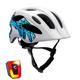 Crazy Safety White/Blue Graffiti Children's Bike Helmet | Bicycle helmet for children aged 6-12 years for bicycles, skateboards, mountain bikes, skates, USB rechargeable tail light |