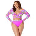 Plus Size Women's Wrap Front Bikini Top by Swimsuits For All in Bright Floral (Size 12)