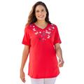 Plus Size Women's Cuffed Americana Print Tee by Woman Within in Vivid Red Butterfly Star (Size 2X) Shirt