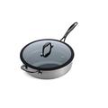 BK Ceramic Black Stainless Steel Sauté Pan with PFAS-Free Ceramic Non-Stick Coating, 28 cm/3.5 Litre, Induction, Dishwasher Safe, Oven Safe, Silver & Black