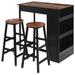 3 PCS Pub Dining Set Wooden Counter Height Table Set with 2 Bar Stools