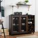 DH BASIC Vintage Walnut 48" Mobile Buffet with Wine Grid by Denhour