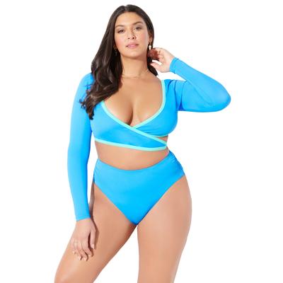 Plus Size Women's Wrap Front Bikini Top by Swimsuits For All in Ocean Miami (Size 18)