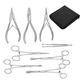 Piercing Kit, 8PCS Professional Stainless Steel Body Piercing Instruments kit Tools Penington Forceps w/Case