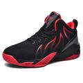 Men's Breathable Knit Fabric Comfortable High-Top Trainers Shoes Shoes Basketball Shoes Casual Sneakers Black red 6 UK