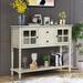 Canora Grey Trexm Sideboard Console Table w/ Bottom Shelf, Farmhouse /glass Buffet Storage Cabinet Living Room in Gray | Wayfair