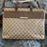 Gucci Bags | Gucci Briefcase. Gucci’s Iconic Gg Canvas With Leather Trim. Made In Italy. | Color: Brown | Size: Os