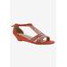 Wide Width Women's Laaris T-Strap Sandal by Bellini in Orange Microsuede (Size 8 1/2 W)