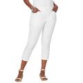 Plus Size Women's Comfort Waist Stretch Denim Lace-Up Capri by Jessica London in White (Size 22 W)