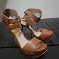 Michael Kors Shoes | Michael Kors High Heels | Color: Gold/Tan | Size: 7.5