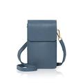 Montte Di Jinne – Women Genuine Italian Leather Medium Size Phone Bag Flapover Crossbody Bag Lanyard Purse Phone Pouch Bag with a Detachable and Adjustable Bag Strap (DENIM BLUE)
