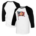 Women's Tiny Turnip White/Black San Francisco Giants Baseball Flag Raglan 3/4 Sleeve T-Shirt