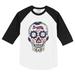 Infant Tiny Turnip White/Black Atlanta Braves Sugar Skull Raglan 3/4 Sleeve T-Shirt