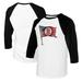 Women's Tiny Turnip White/Black Boston Red Sox Baseball Flag Raglan 3/4 Sleeve T-Shirt