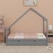 Harper Orchard Full Size Wooden House Bed w/ Twin Size Trundle Wood in Gray | 72.87 H x 77.87 W x 56.87 D in | Wayfair