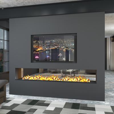 muenkel design e-tunnel PRO pure 2200 [Opti-myst Elektrokamineinsatz]: Wasserleitung - Mit Glasscheibe (einseitig) - 2.000 Watt Heizleistung - Pulverbeschichtung schwarz