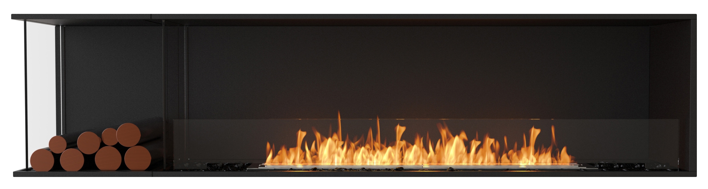 EcoSmart Flex - Front + links offen [Ethanol Einbau Gehäuse]: Flex86 - Holzbox linksseitig