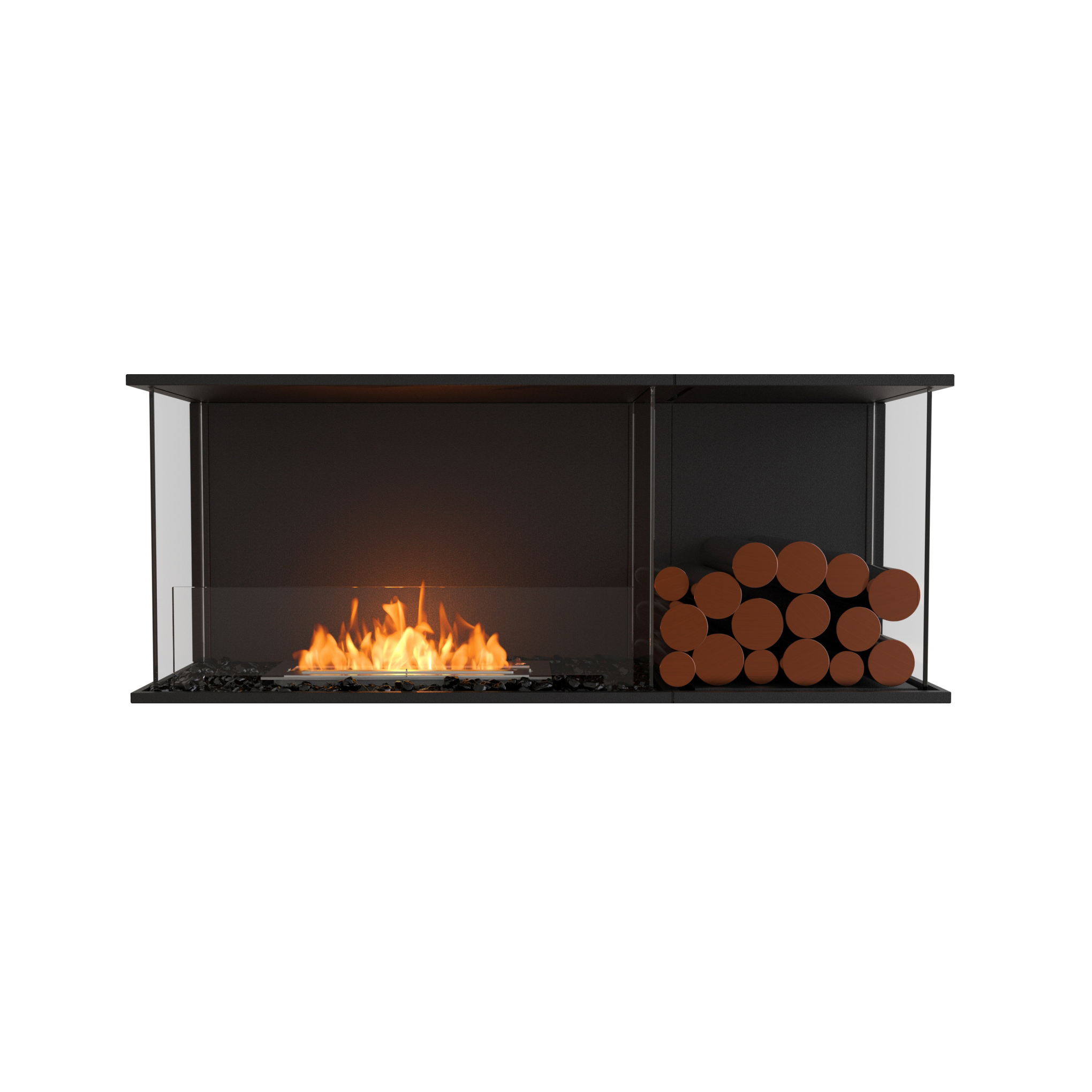 EcoSmart Flex - Dreiseitig offen [Ethanol Einbau Gehäuse]: Flex50 - Holzbox rechtsseitig