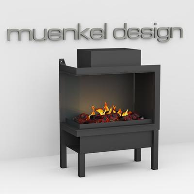 muenkel design wall fire electronic PRO FL 800 [Opti-myst Elektrokamineinsatz Wandeinbau]: Glasscheibe links - mit Dekoh