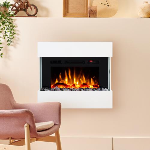 Noble Flame LIMA Wandkamin [moderner Design Elektrokamin]: mit schwarzen Arcrylsteinen