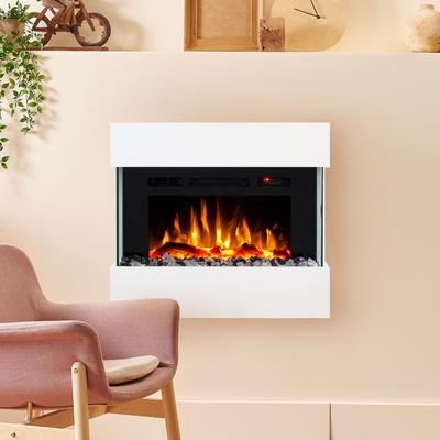 Noble Flame LIMA Wandkamin [moderner Design Elektrokamin]: mit schwarzen Acrylsteinen