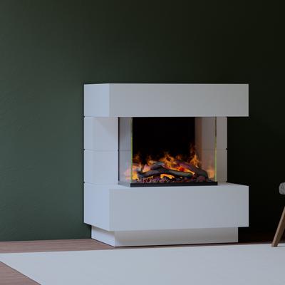 muenkel design London 900 Opti-glo [Elektrokamin Opti-myst]: weiß (warm) - Mit Heizung - Tank - Kieswanne mit weißen Steinen Image