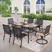 7-Piece Metal E-coating Patio Dining Set of 2 Swivle Chairs 4 Stackable Chairs and 1 Metal Table with Wood-like Table Top