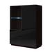 Togo Black Gloss Side Cabinet with 2 Doors and 2 Drawers