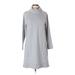 J.Crew Factory Store Casual Dress - Sweater Dress Turtleneck Long sleeves: Gray Solid Dresses - Used - Women's Size X-Small