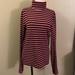 Madewell Tops | Madewell Burgundy Striped Turtleneck Long Sleeve Top Shirt Blouse - Size L | Color: Pink/Red | Size: L