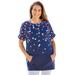 Plus Size Women's Americana Kangaroo Pocket Tee by Woman Within in Navy Falling Star (Size 30/32) Shirt