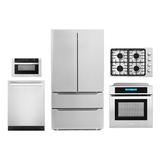 Cosmo 5 Piece Kitchen Package w/ French Door Refrigerator & 30" Gas Cooktop & Wall Oven, Glass in Black/Gray | 69.88 H x 35.6 W x 29 D in | Wayfair