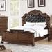 Wooden Bed With Padded Headboard in Dark Cherry Finish