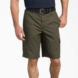 Dickies Men's Flex Regular Fit Ripstop Cargo Shorts, 11" - Rinsed Moss Green Size 30 (WR353)