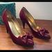 Coach Shoes | Coach Tulip Heel Shoes Dark Crimson Red Patent Leather Bow Toe Made In Italy | Color: Red | Size: 6.5