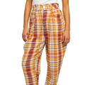 Free People Pants & Jumpsuits | Free People Make A Stand Plaid Trouser Pants Size Small Nwot | Color: Orange/Yellow | Size: S