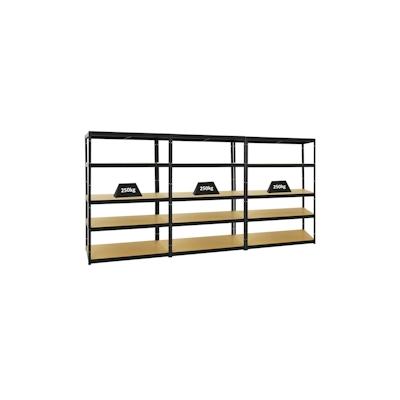 PROREGAL Mega Deal | 3x Schwerlastregal Big Elephant M | HxBxT 180x120x60 cm | Fachlast 250kg | Schwarz | Stecksystem Lagerregal Regalsystem 3 Stk. Image