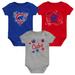 Infant Royal/Red/Gray Chicago Cubs Batter Up 3-Pack Bodysuit Set