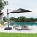 10ft Round Patio Offset Cantilever Umbrella Outdoor Hanging Umbrella with Cross Base