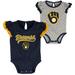 Newborn & Infant Navy/Heathered Gray Milwaukee Brewers Scream Shout Two-Pack Bodysuit Set