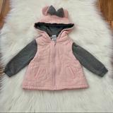 Disney Shirts & Tops | Disney Baby Girl Minnie Mouse Zip-Up Sweater With Minnie Ears Bow Jacket 12m | Color: Gray/Pink | Size: 12-18mb