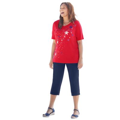 Plus Size Women's Stars & Shine Tee by Catherines in Red Star Falling (Size 0X)
