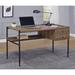 BSD National Supplies Yorba Contemporary Rustic Design Aged Walnut Writing Desk Wood/Metal in Black/Brown | 30 H x 49.25 W x 23.5 D in | Wayfair