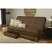 The Twillery Co.® Stratford Queen 87" Wide Futon Frame & Mattress w/ Drawer Set Wood/Solid Wood/Polyester in Brown | 44 H x 87 W x 37 D in | Wayfair