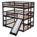 Harriet Bee Full-Over-Full-Over-Full Triple Bed w/ Built-In Ladder & Slide For Kids, Triple Bunk Bed w/ Guardrails Wood in Brown | Wayfair