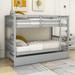 Harriet Bee Csongor Twin Over Twin Wooden Standard Bunk Bed w/ Twin Size Trundle in Gray | 59.8 H x 41 W x 79 D in | Wayfair