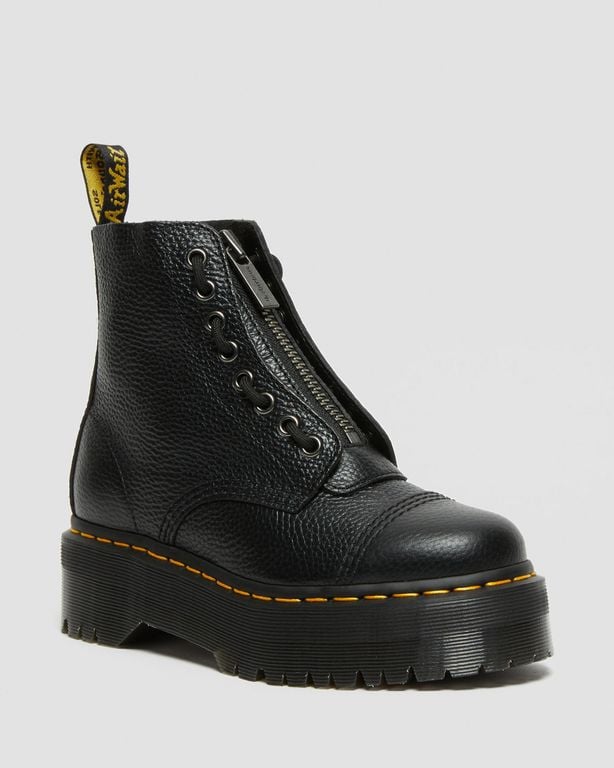 Sincalir Milled Nappa Leather Platform Boots - Black - Dr. Martens Boots
