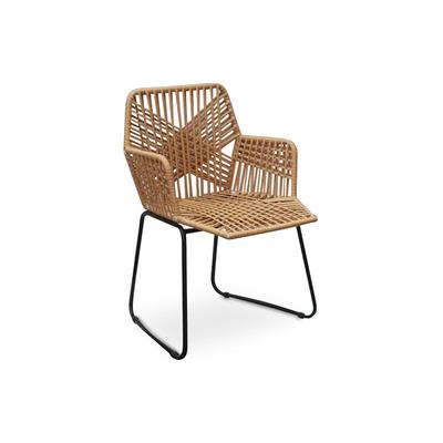 Rattan Esszimmerstuhl - Gartenstuhl Boho Bali Design - Tale Schwarz Image